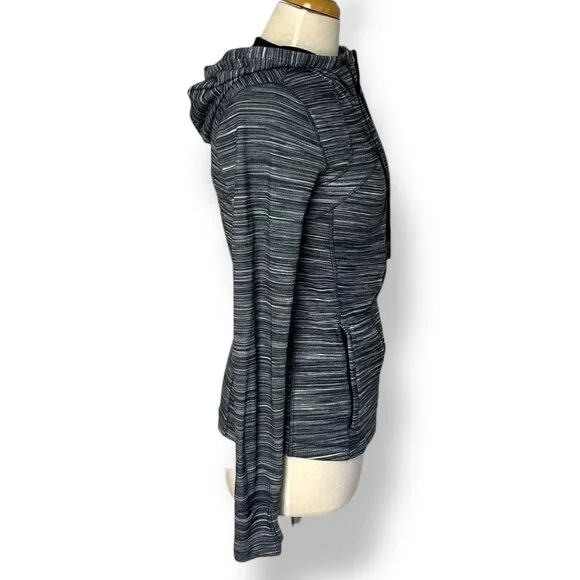 Lululemon Hooded Define Jacket Nulu Heathered Stripe Black Grey Sz 6 - Picture 6 of 8
